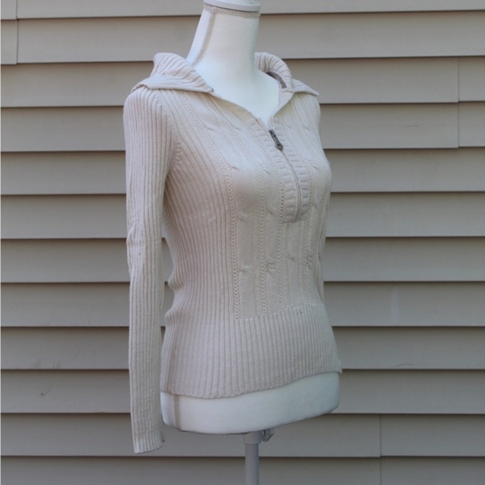 DKNY Jeans Off White Zip Up Sweater
